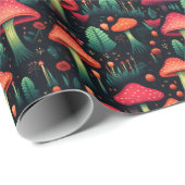 クリスマスダークボタニカルフォレストキノコ ラッピングペーパー (ロールコーナー)