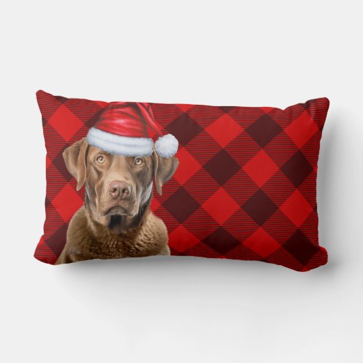 クリスマスチェサピークベイドッグフェスティバルプレイド ランバークッション (裏面)