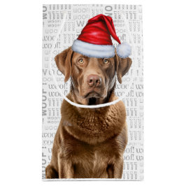 クリスマスチェサピーク犬のホリデーウーフワードアート スモールペーパーバッグ