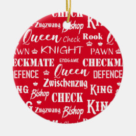 クリスマスチェスのプレー赤と白ヤー セラミックオーナメント