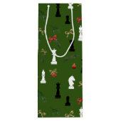 クリスマスチェスの駒ゲームパターングリーン ワインギフトバッグ (裏面)