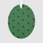 クリスマスチェックグリーン ブラックラボ シルエット 名前 オーナメント (正面)