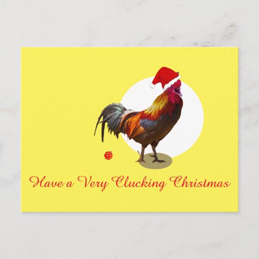 クリスマスチキンおもしろいサンタハットイエローホリデーポス シーズンポストカード (正面)