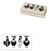 クリスマスチキンが光につかまる ラバースタンプ (押印)