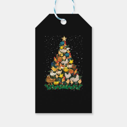 クリスマスチキンズパインツリーチキンおもしろい農家 ギフトタグ (正面)