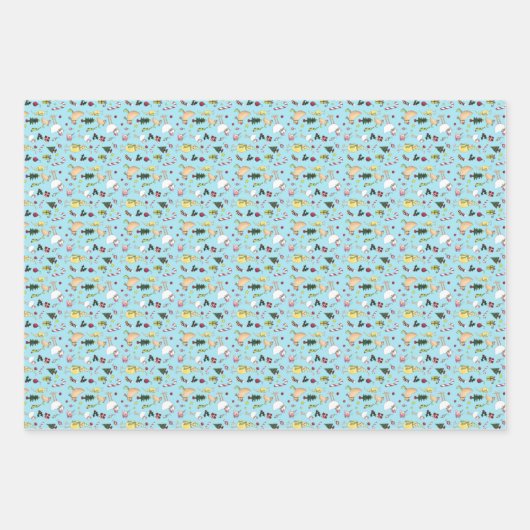 クリスマスチキンラッピング紙セット3枚 ラッピングペーパーシート (正面)