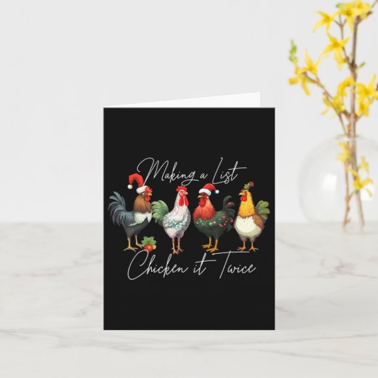 クリスマスチキンラバークリスマスサンタハットライトおもしろい カード (黄色い花)