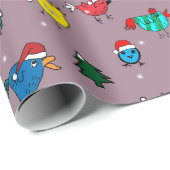 クリスマスチキン紫色の包装紙 ラッピングペーパー (ロールコーナー)