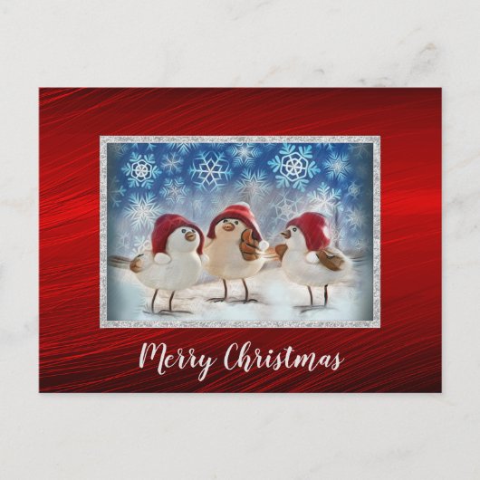 クリスマスチキン雪の水の色クリスマス ポストカード (正面)