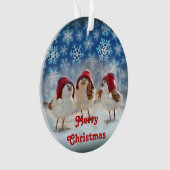クリスマスチキン雪の水色 オーナメント (正面)