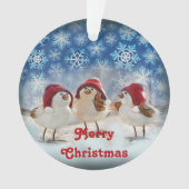 クリスマスチキン雪の水色 オーナメント (正面)