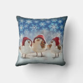 クリスマスチキン雪の水色 クッション (裏面)
