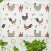 クリスマスチキン&チックパターン キッチンタオル (折り畳み)