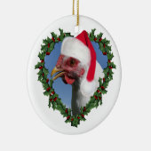 クリスマスチキン*ホワイトプリマスロック セラミックオーナメント (右)