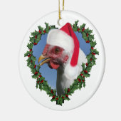 クリスマスチキン*ホワイトプリマスロック セラミックオーナメント (左)