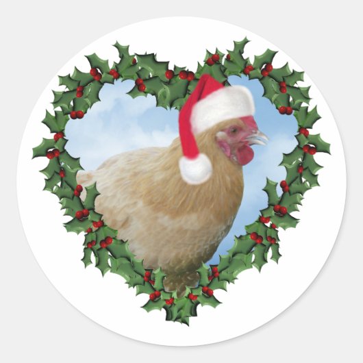 クリスマスチキン* Buff Orpington ラウンドシール (正面)