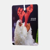 クリスマスチキン – Frizzled Cochin Bantam Pet メタルオーナメント (正面左)