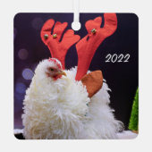 クリスマスチキン – Frizzled Cochin Bantam Pet メタルオーナメント (裏面)