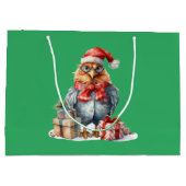 クリスマスチキンinグラス&プレゼントグリーン ラージペーパーバッグ (裏面)