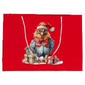 クリスマスチキンinグラス&プレゼントレッド ラージペーパーバッグ (裏面)