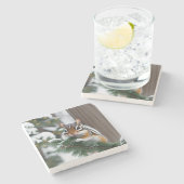 クリスマスチップムンクストーンコースター ストーンコースター (横)