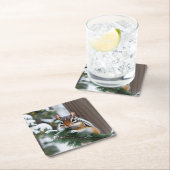 クリスマスチップムンク紙コースター スクエアペーパーコースター (インサイチュ)