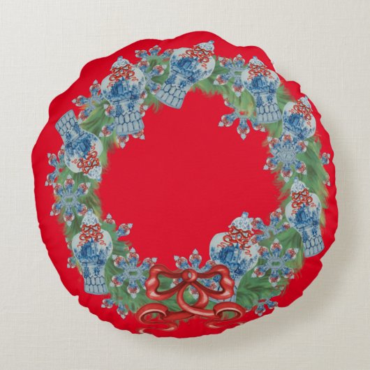 クリスマスチノイスリージンジャージャールジャーズ装飾用クッション ラウンドクッション (裏面)