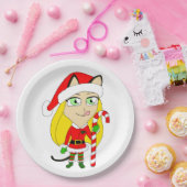 クリスマスチビ（小さくかわいく書いた感じ）の少女 ペーパープレート (パーティー)