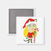 クリスマスチビ(小さくかわいく書いた感じ)の少女 マグネット (正面/裏面)