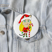 クリスマスチビ(小さくかわいく書いた感じ)の少女 缶バッジ (インサイチュ)