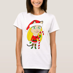 クリスマスチビ(小さくかわいく書いた感じ)の少女 Tシャツ