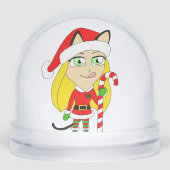 クリスマスチビ（小さくかわいく書いた感じ）キャットガールセラミックオーナメント (正面)