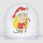 クリスマスチビ（小さくかわいく書いた感じ）キャットガールセラミックオーナメント (裏面)