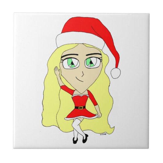 クリスマスチビ(小さくかわいく書いた感じ) タイル (正面)