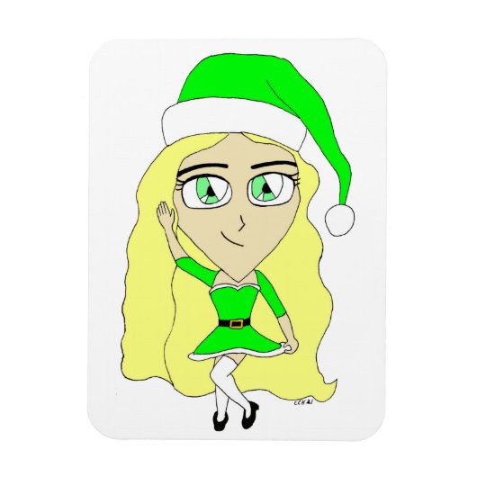 クリスマスチビ（小さくかわいく書いた感じ） マグネット (縦)