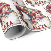 クリスマスチビ(小さくかわいく書いた感じ)格言付き名前をカスタムする ラッピングペーパー (ロールコーナー)