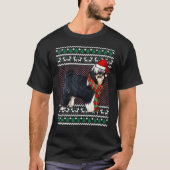 クリスマスチベットテリアドッグサンタハット醜いクリスマス Tシャツ (正面)