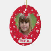 クリスマスチャイルド写真かわいい赤いスノーフレーク セラミックオーナメント (右)