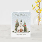 クリスマスチャーチの宗教的カード カード (黄色い花)