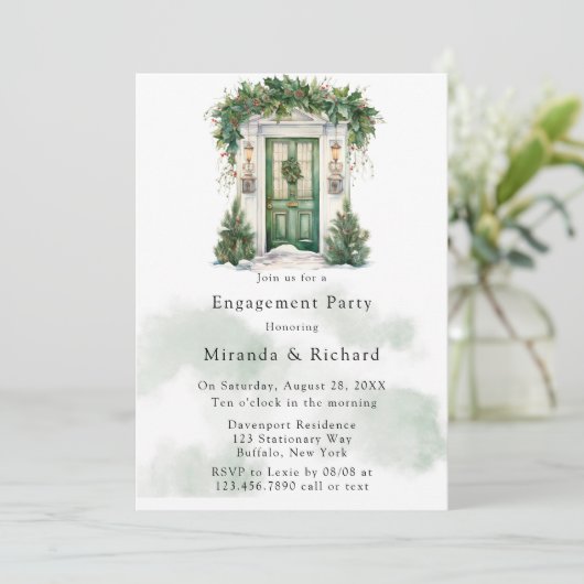 クリスマスチャーチドアウィンター婚約パーティ 招待状 (スタンド正面)
