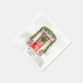 クリスマスチャーチドア冬のシ結婚ーン スタンダードカクテルナプキン (角)