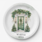 クリスマスチャーチドア冬のシ結婚ーン ペーパープレート (正面)