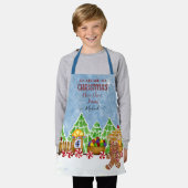 クリスマスチョオトレインジンジャーブレッドマンnキャンディ エプロン (着用した状態)