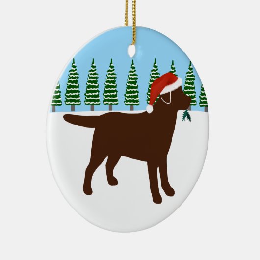 クリスマスチョコレートラブラドールのサンタの帽子 セラミックオーナメント (右)