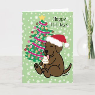 クリスマスチョコレートラブラドールアイスクリーム舐め シーズンカード