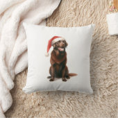 クリスマスチョコレートラブラドールドッグハット装飾用クッション クッション (ブランケット)