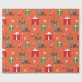 クリスマスチョコレートラブラドールパターン ラッピングペーパー (フラット)