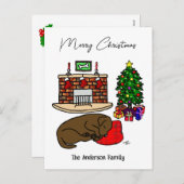 クリスマスチョコレートラブラドール眠る シーズンポストカード (正面/裏面)