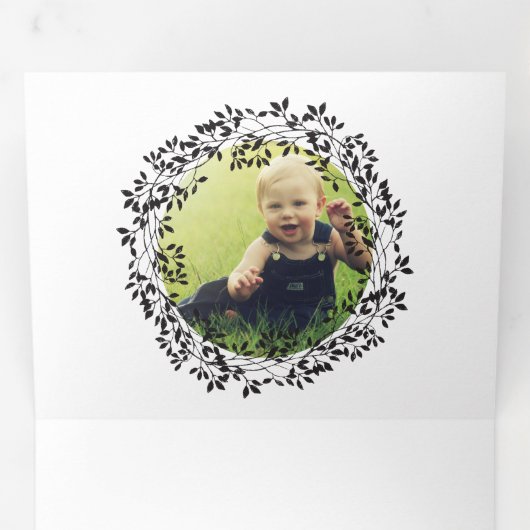 クリスマスチョークボード手描き松の木写真 三つ折りクリスマスカード (内部最初)