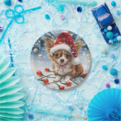 クリスマスチワホアサンタドッグ ペーパープレート (パーティー)